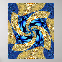 Blue and Gold Swirl Poster