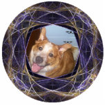 Blue and Gold Swirled Round Fractal Art Frame Cut Outs