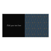 Blue and Gold Swirling Vines Pattern Picture Card