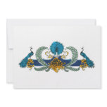 Blue and golden peacocks and wreaths personalized announcement