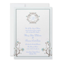 Blue and Green Apple Blossom Invitation
