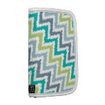 Blue and Green Diagonal Zigzag Ikat Pattern Organizer