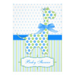 Blue and Green Giraffe Baby Shower Invitation