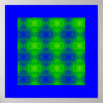 Blue and Green Retro Abstract Print