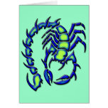 BLUE AND GREEN SCORPION GREETING CARD