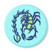 BLUE AND GREEN SCORPION FRIDGE MAGNETS