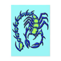 BLUE AND GREEN SCORPION POST CARD