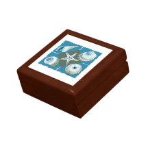Blue and Green Sea Shells Keepsake Boxes