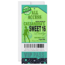Blue and Green VIP Sweet 16 Ticket Party