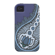 Blue and grey lotus paisley Case-Mate iPhone 4 cover