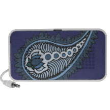 Blue and grey lotus paisley iPod speaker