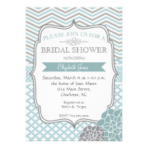Blue and Grey Vintage  Bridal shower Invitation