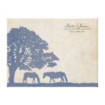 Blue and Ivory Vintage Horse Farm Guest Book Stretched Canvas Prints