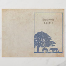 Blue and Ivory Vintage Horse Farm Wedding Flyer