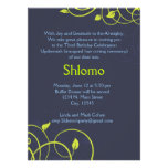 Blue and lime swirls invitation