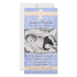 Blue and Orange Florals Birth Announcement photo cards