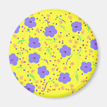 Blue and Orange flowers Fridge Magnets