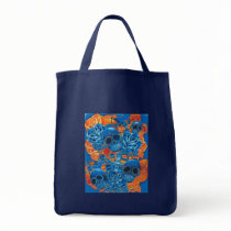 Blue and Orange Skulls Canvas Bag