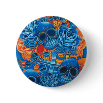 Blue and Orange Skulls Pin