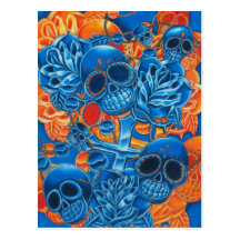 Blue and Orange Skulls Postcards
