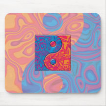 Blue and Orange Yin Yang Symbol Mouse Mats