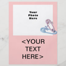 Blue and Pink Baby Pins Photo Template Personalized Flyer