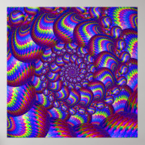 Blue and Purple Balls Fractal Pattern Poster