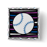 blue and purple baseball design button