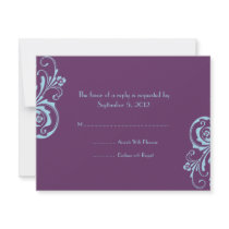 Blue and Purple Chic Wedding RSVP Personalized Announcement