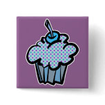 blue and purple polka dots cupcake buttons