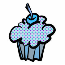 blue and purple polka dots cupcake photo cut out