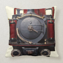 Blue And Red Train Throw Pillow