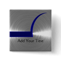 Blue and Silver Brushed Metal Pinback Button
