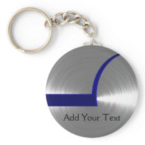 Blue and Silver Brushed Metal Key Chain