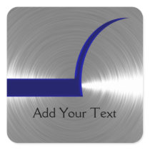 Blue and Silver Brushed Metal Square Sticker