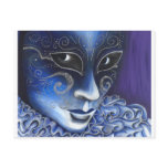 Blue and Silver Flair Carnival Mask Painting postcards