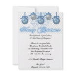 Blue and Silver Glitter Ornaments Christmas Party Announcement