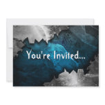 Blue and Silver Grunge Metal/Stone Design invitations