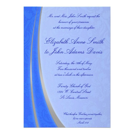 Blue and Silver Wedding Invitation
