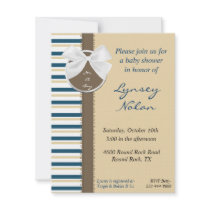 Blue and Tan Boys Baby Shower Invitation