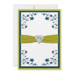Blue and Warm Olive Green Monogrammed Invitation