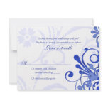 Blue and White Abstract Floral Response Card
