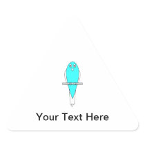 Blue and White Bird. Budgie. Triangle Sticker