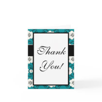 blue and white boho chic flower damask cards