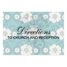 blue and white boho chic flower damask pattern business card