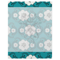 blue and white boho chic flower damask pattern personalised flyer