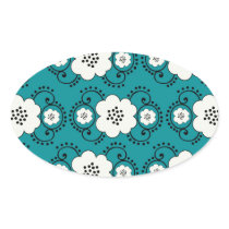 blue and white boho chic flower damask pattern stickers