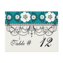blue and white boho chic flower damask postcards