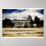 Blue and white fibro beach shack posters