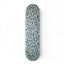 Blue and White Floral Skateboard